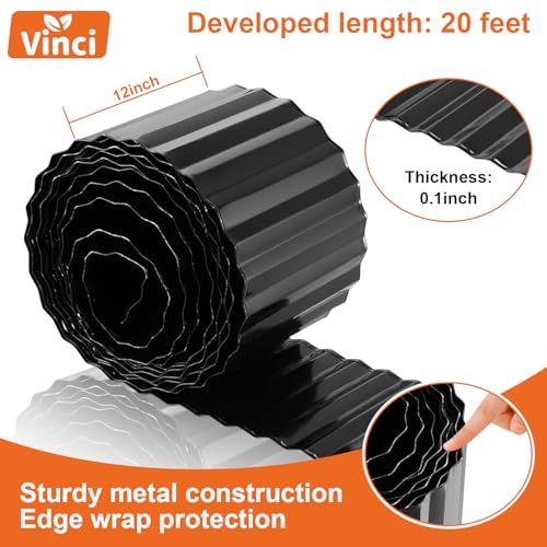 Black 12 Inch x 20 FT Corrugated Metal Garden Border Edging J21495