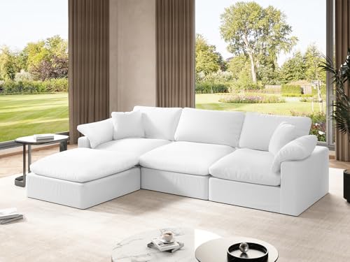 White U-Shaped Sectional Sofa with Detachable Covers T524469