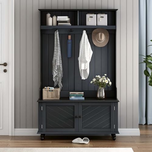 White Hall Tree with Storage Bench O97822