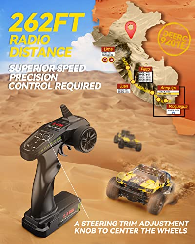 1:10 Large Remote Control Truck with Lights, 48 km/h 4x4 Off-Road Electric Vehicle with 2 Rechargeable Batteries K523