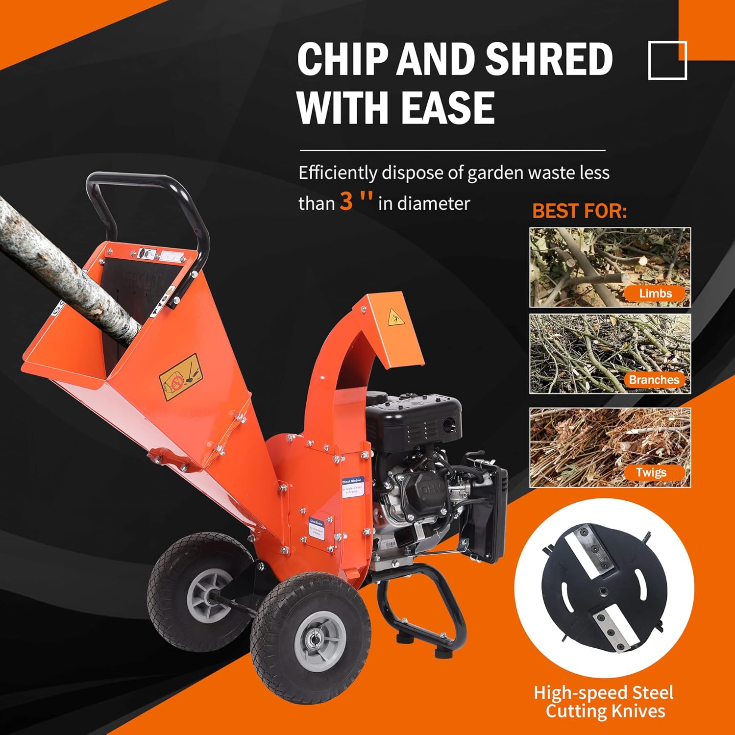 Wood Chipper Shredder Mulcher with Steel Blades (Pack of 4) C4287