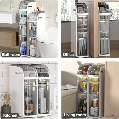 3/4/5 Tier Narrow Tall Slim Storage Cabinet with Clear Drawers U587