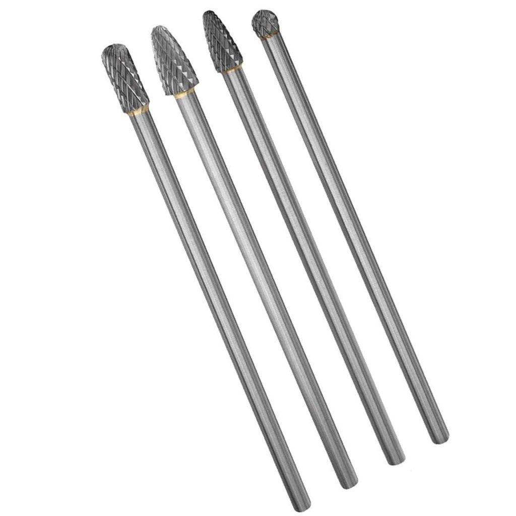 4pcs Tungsten Carbide Burr Set 6mm Shank 6-inch Length S559