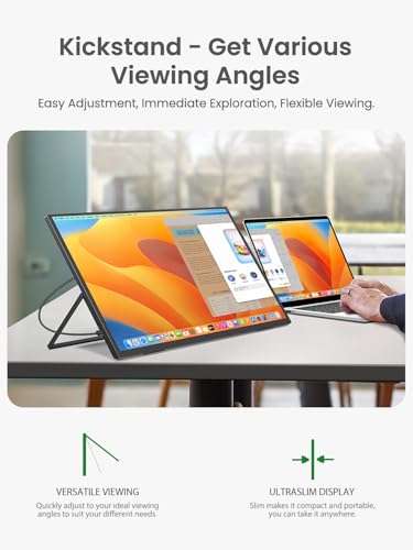 18.5 inch 120hz FHD Portable Monitor with VESA Kickstand HDR Speakers USB C Mini HDMI Y723