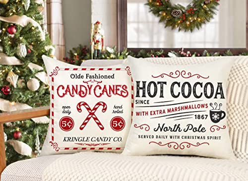 Red White 18x18 Set of 4 Christmas Throw Cushion Case F338