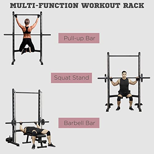 Black Adjustable Power Rack with Pull-Up Bar Z296