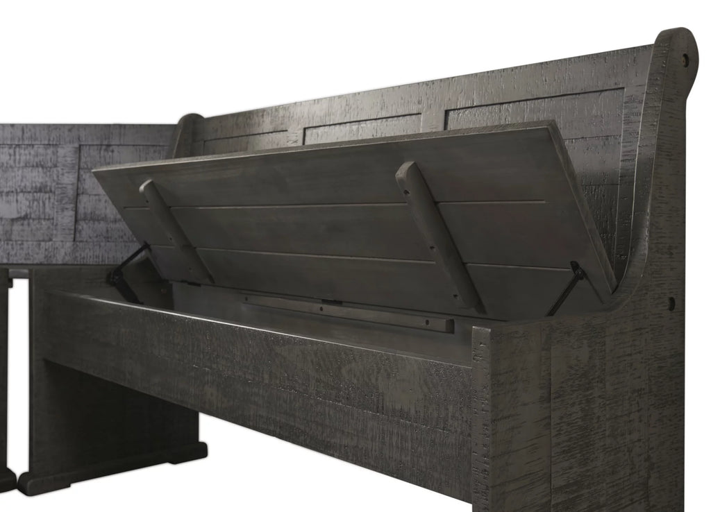 Gray Wood Dining Table Set with Corner Storage Bench P2426