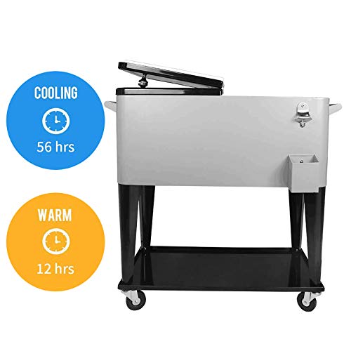 80 Quart Rolling Ice Chest on Wheels and Handle J213282