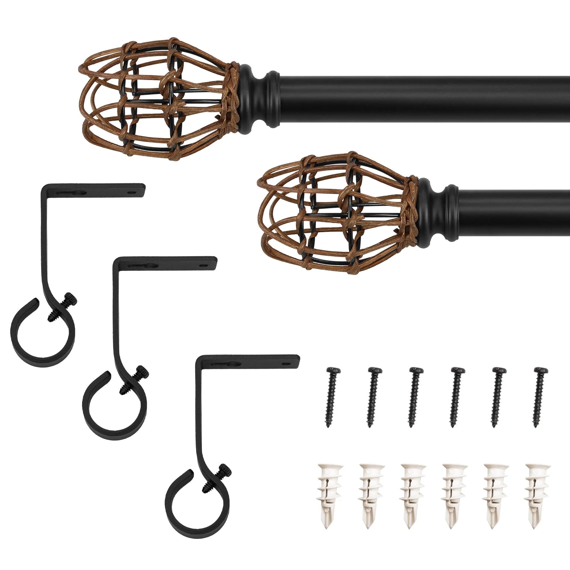 Matte Black Drapery Single Curtain Rod Set F564815