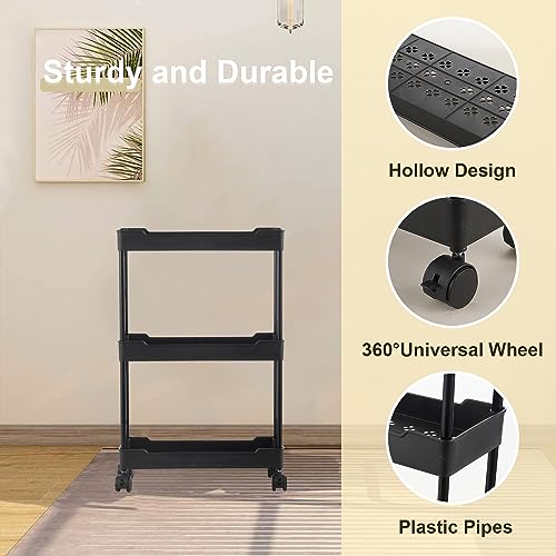 3 Tier Slim Rolling Storage Cart with Wheels O672133