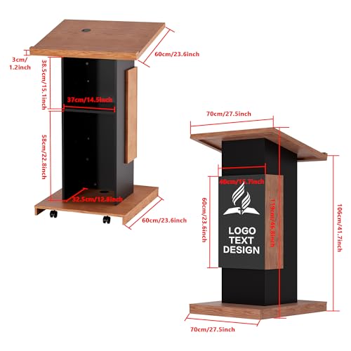 Portable Rolling Wooden Podium Stand D850