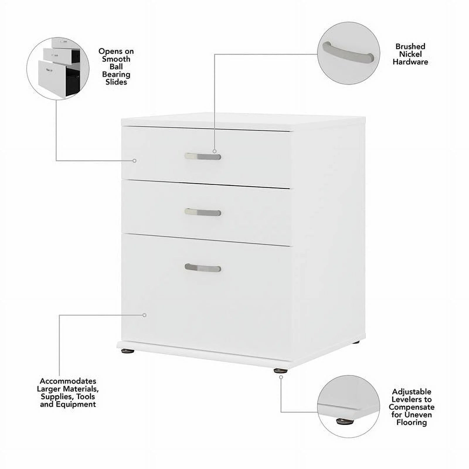 White Engineered Wood Laundry Room Cabinet with Drawers M60926