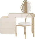 White Vanity Desk with 5 Drawers and Acrylic Transparent Chair J971