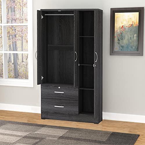Maple Wardrobe Armoire with Two Drawers D933