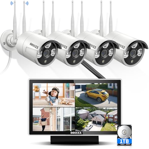 2K 3.0MP Wireless Security Camera System with 2TB Hard Drive, 4Pcs Outdoor WiFi Security Cameras Q869208