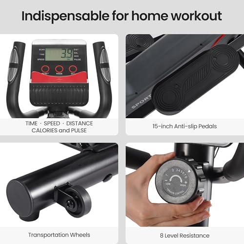 Elliptical Machine with 8 Levels Adjustable Resistance LCD Monitor 13IN Stride 300 LBS Weight Capacity O165