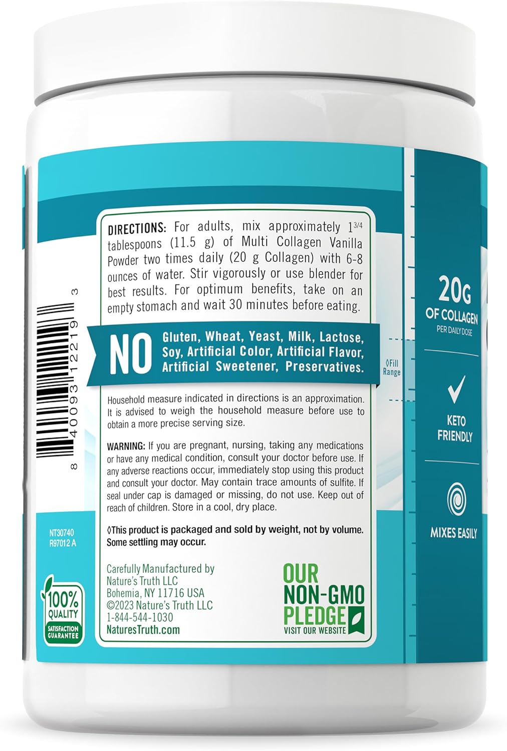 Natural Vanilla Multi Collagen Protein Powder, 9 oz A6904