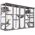 Outdoor Wooden Cat Enclosure with Scratching Posts B11408