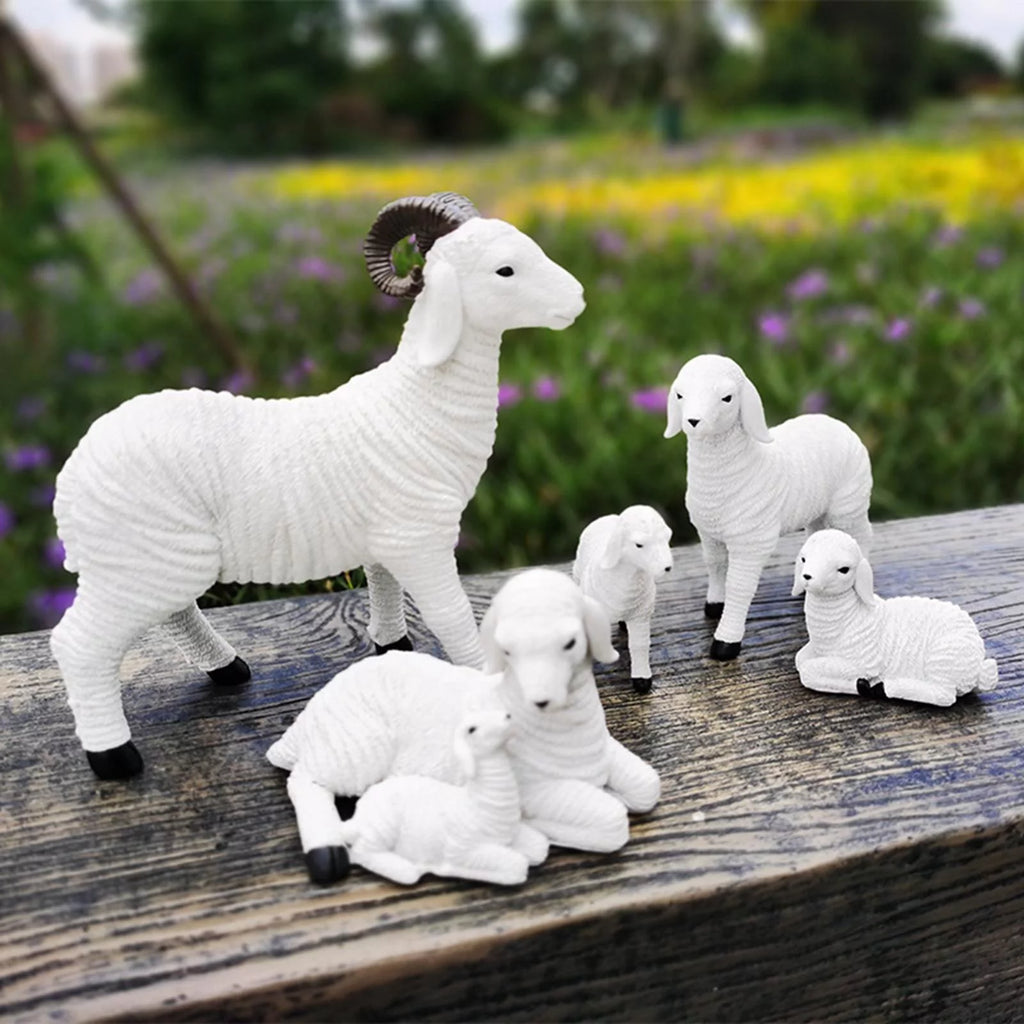 Set of 2 Resin Lamb Figurine Decoration I337891