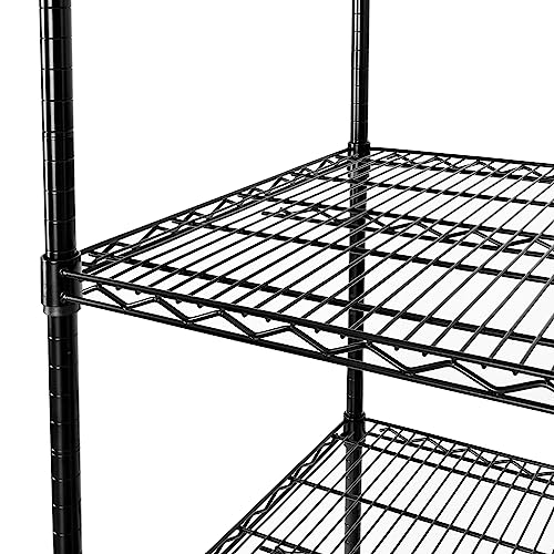 Black 5-Tier Solid Steel Wire Rack Storage Unit O60902