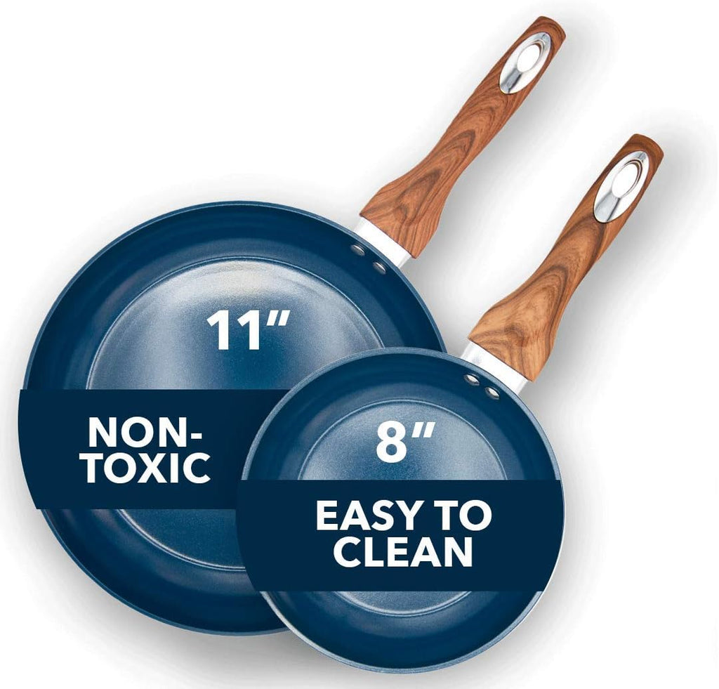 8 & 11 Inch Nonstick Ceramic Frying Pan Set, 2 Piece, Yellow Y3517