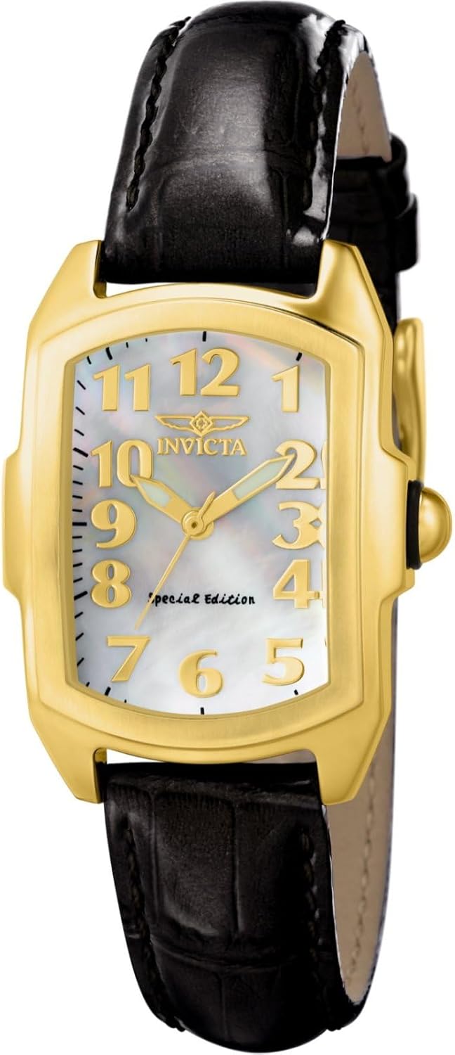 White Mother-Of-Pearl Dial Black Patent Leather Watch E6204