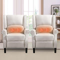 Set of 2 Beige Wingback Recliner Chair with Massage and Heat J6014