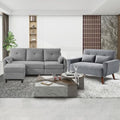 Light Grey Linen Convertible Sectional Sofa Set P342551
