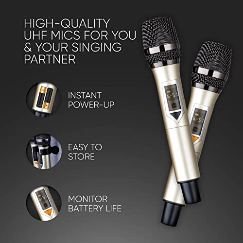 2 Wireless Microphones Bluetooth Portable PA Speaker System with 15" Touch Tablet F23417