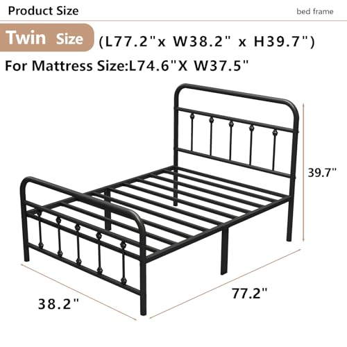 Black Full Size Metal Bed Frame with Headboard R679