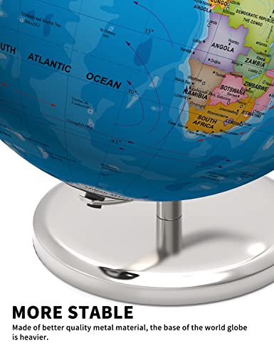 13" Illuminated World Globe with Stand and HD Printed Map I564053