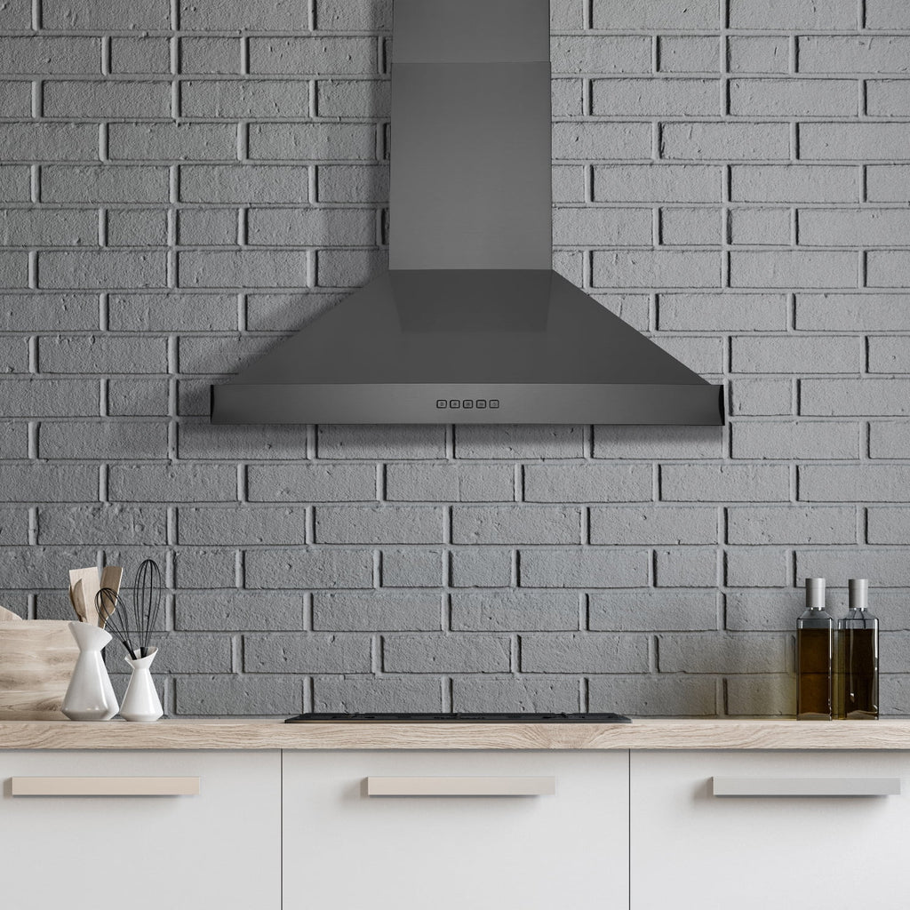 30 in. Convertible Wall-Mounted Range Hood, Black Stainless Steel Z435744
