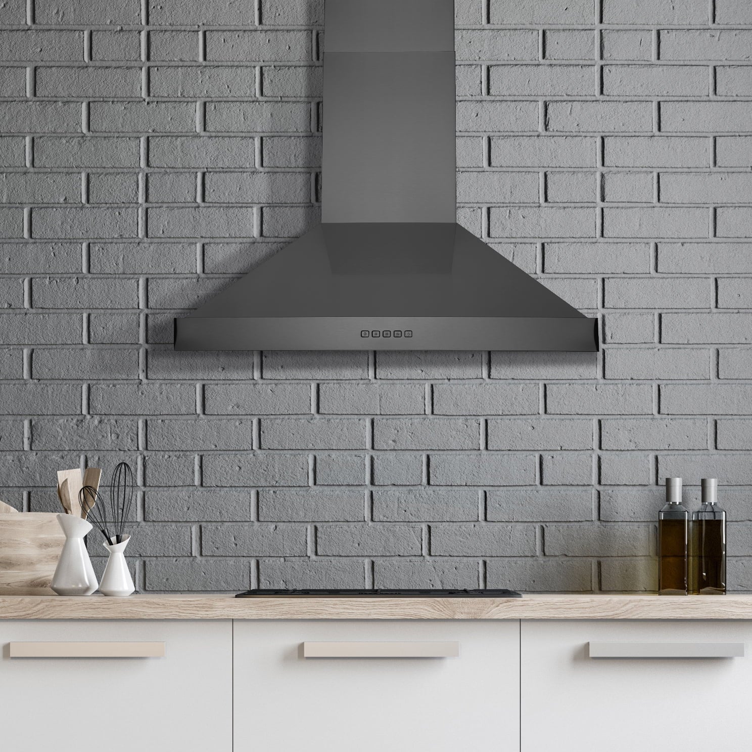 30 in. Convertible Wall-Mounted Range Hood, Black Stainless Steel Z435744
