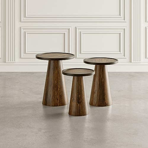 Set of 3 Solid Hardwood Round Nesting Tables Z1764