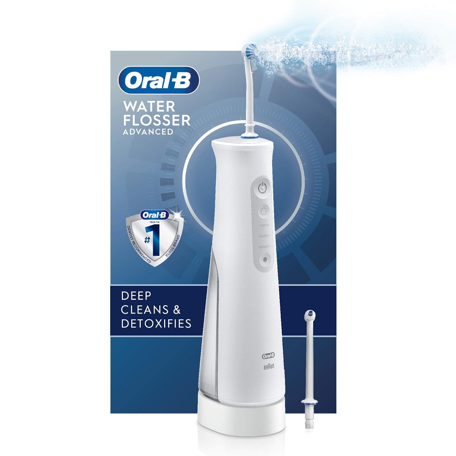 Cordless Portable Oral Irrigator Handle with 3 Nozzles Pack of 2 O8361