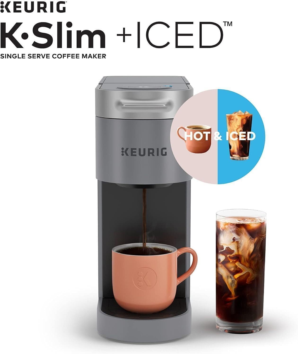 Gray Single Serve Coffee Maker with 3 Brew Sizes Q4532
