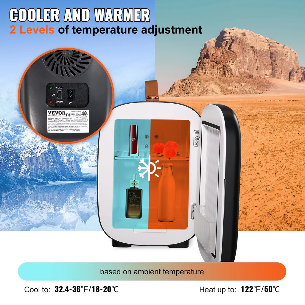 Mini Fridge 4L 6 Cans Portable Cooler Warmer AC/DC V2793