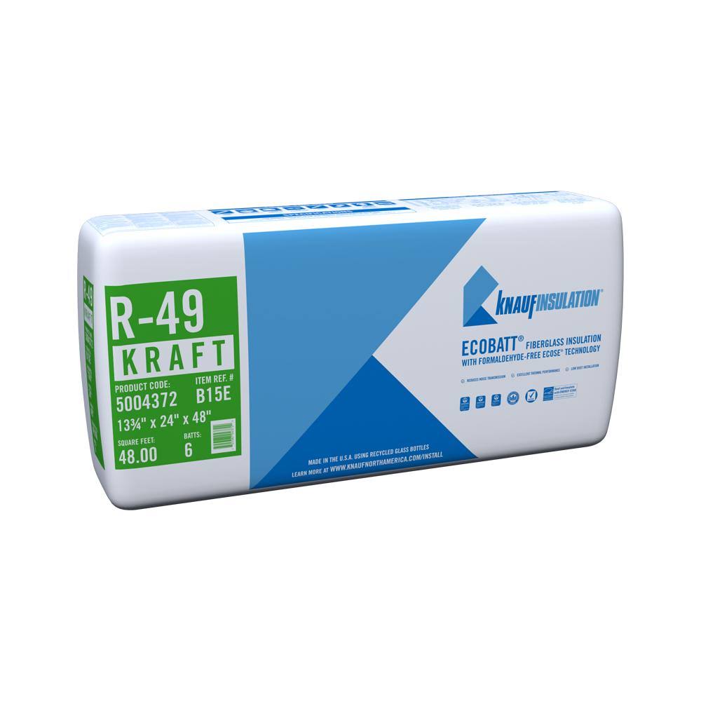 R-49 Kraft Faced Fiberglass Insulation Batt 13-3/4 in. x 24 in. x 48 in. H1567