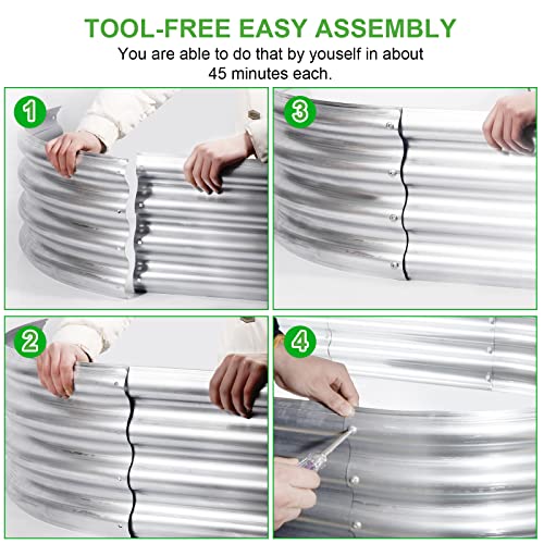 2Pack Raised Garden Bed 6×3×1FT Galvanized Oval Large Steel Planter Box M989