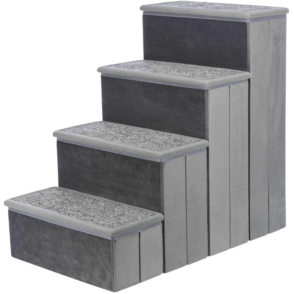 Velour Foldable 4-Step Pet Stairs with Storage G91305