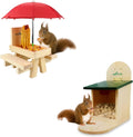 Wooden Squirrel Feeder Box with Umbrella Q158212