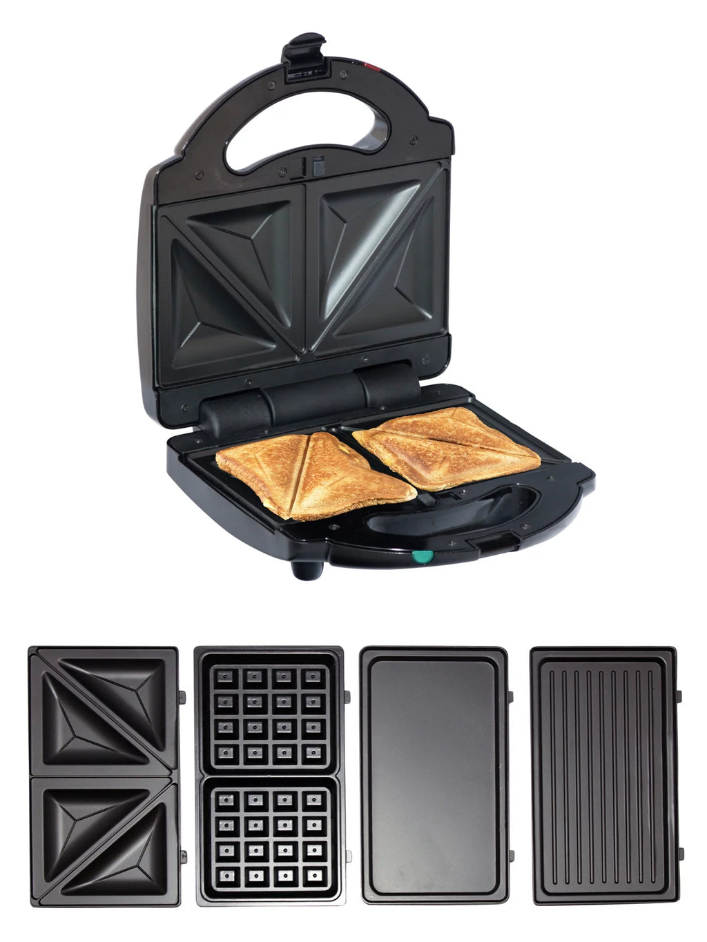 4-in-1 Waffle Maker with Removable Non-Stick Cast Iron Plates T50761