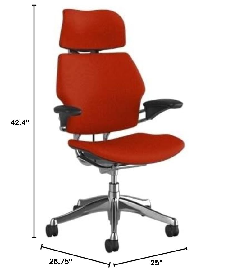 Polished Aluminum Ergonomic Office Chair with Headrest and Wheels Y392635