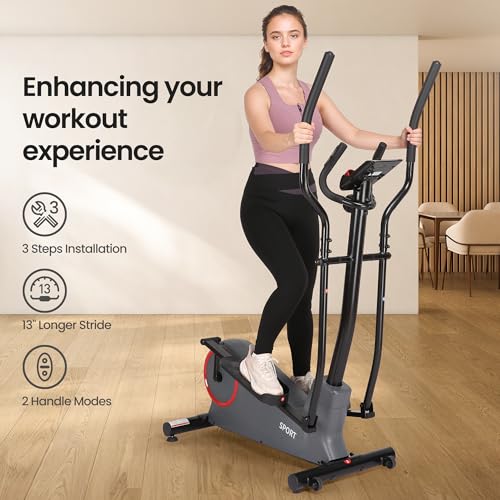Elliptical Machine with 8 Levels Adjustable Resistance LCD Monitor 13IN Stride 300 LBS Weight Capacity O165