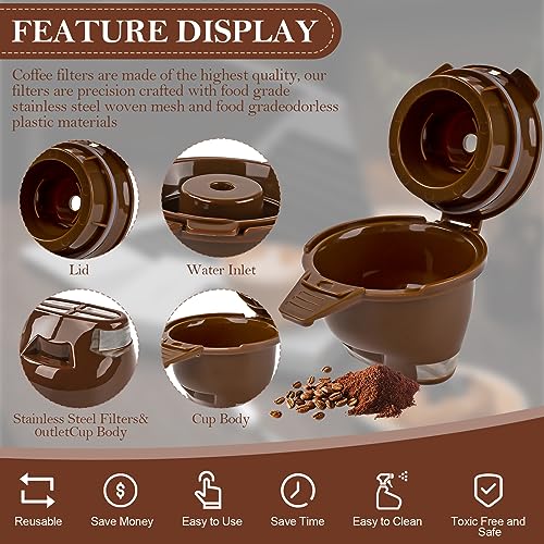 Single Serve Ground Coffee Brew Basket Replacement Parts Reusable Coffee Filter Brown (1 Pack) H623153