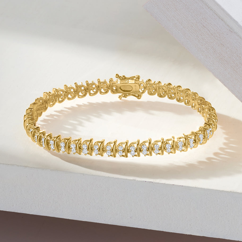 2.00 ct. t.w. Diamond Tennis Bracelet in 18kt Gold Over Sterling G601172