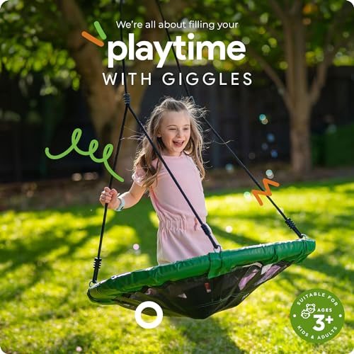 6.7’ x 8.4’ Single Swing Set Frame with 39” Round Platform Tree Swing B7456