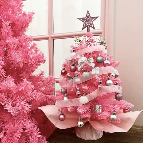 20" Pink Artificial Christmas Tree with Lights and Star Treetop Y462284