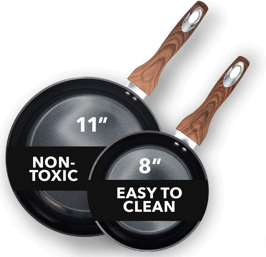 8 & 11 Inch Nonstick Ceramic Frying Pan Set, 2 Piece, Yellow Y3517