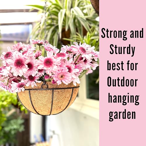 3 Pack 10 Inch Hanging Planter with Coco Liner Metal Wire Basket S510